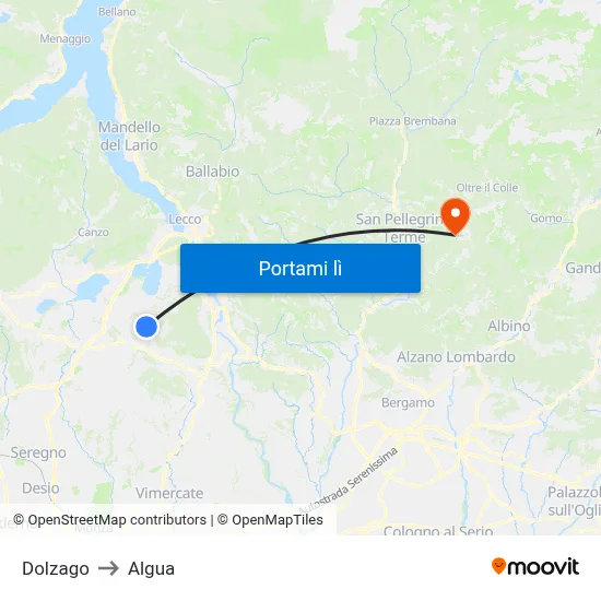 Dolzago to Algua map