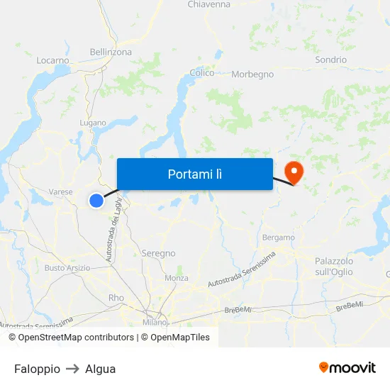 Faloppio to Algua map