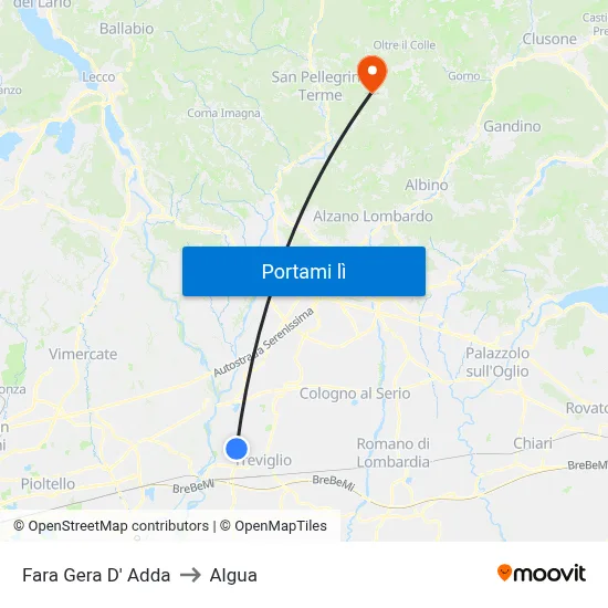 Fara Gera D' Adda to Algua map