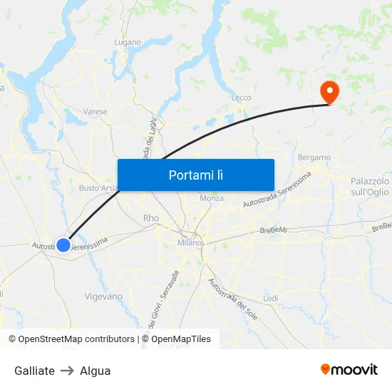 Galliate to Algua map