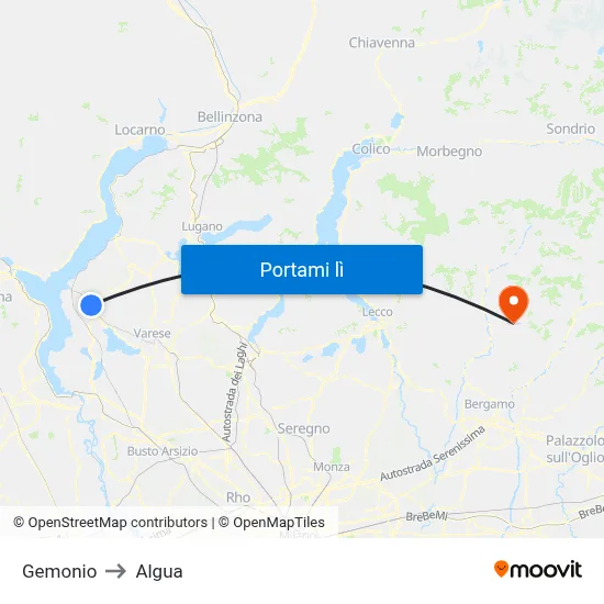 Gemonio to Algua map