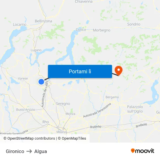 Gironico to Algua map