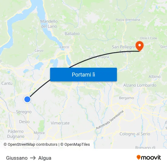 Giussano to Algua map