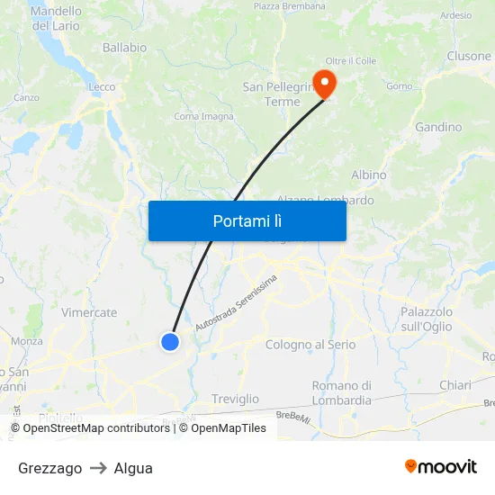 Grezzago to Algua map