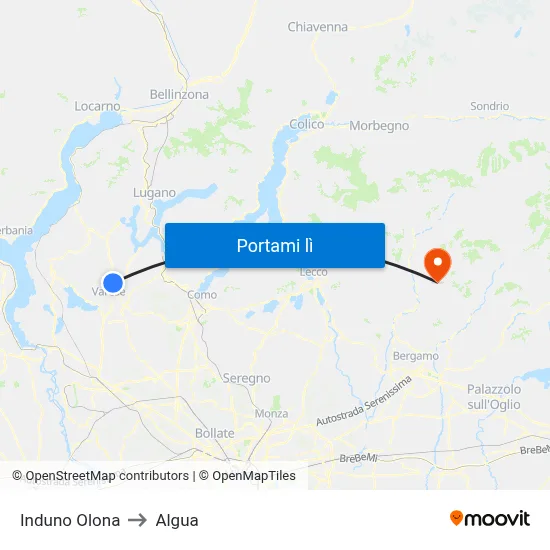 Induno Olona to Algua map