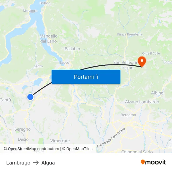 Lambrugo to Algua map