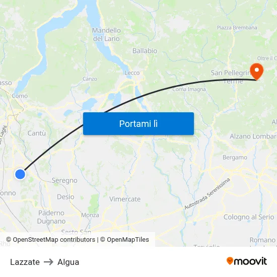 Lazzate to Algua map