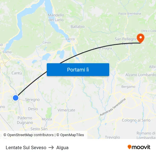 Lentate Sul Seveso to Algua map
