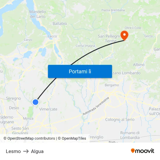 Lesmo to Algua map