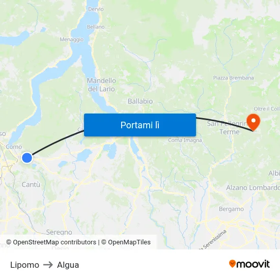 Lipomo to Algua map