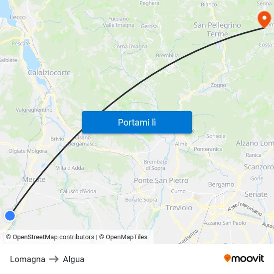 Lomagna to Algua map