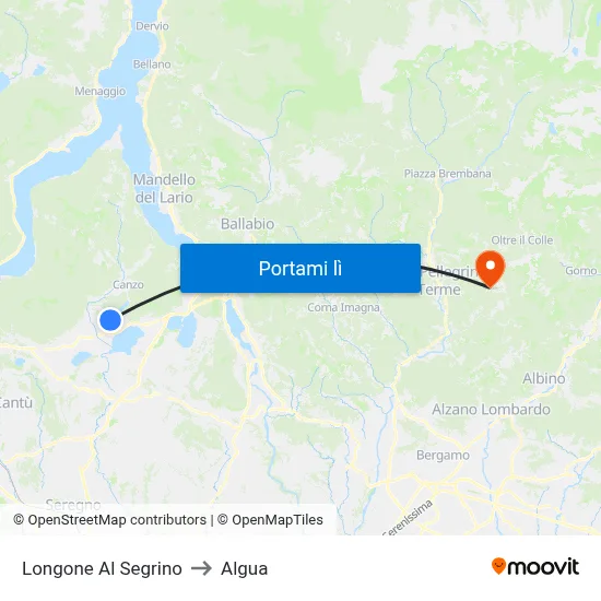 Longone Al Segrino to Algua map