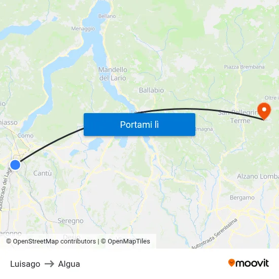 Luisago to Algua map