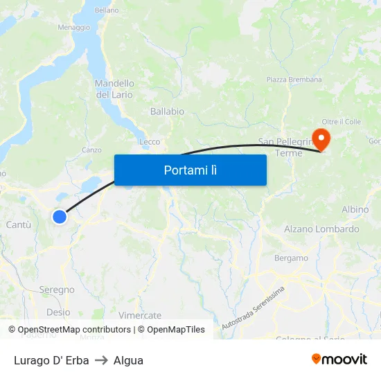 Lurago D' Erba to Algua map