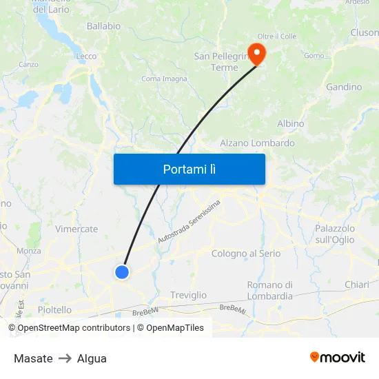 Masate to Algua map