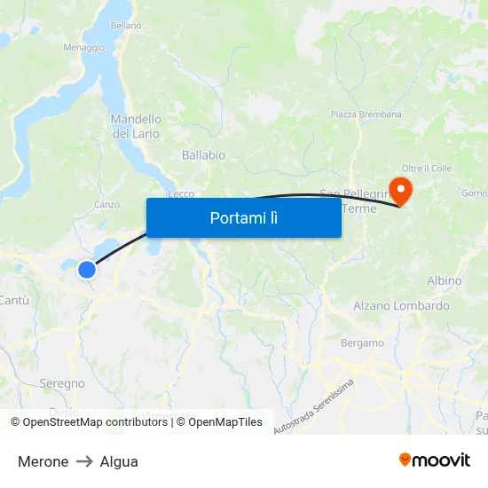 Merone to Algua map