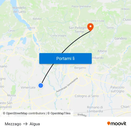 Mezzago to Algua map