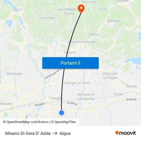 Misano Di Gera D' Adda to Algua map