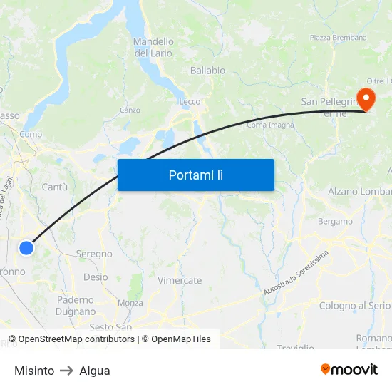 Misinto to Algua map