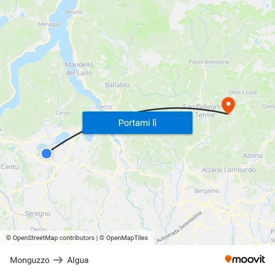 Monguzzo to Algua map