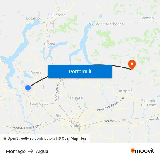 Mornago to Algua map