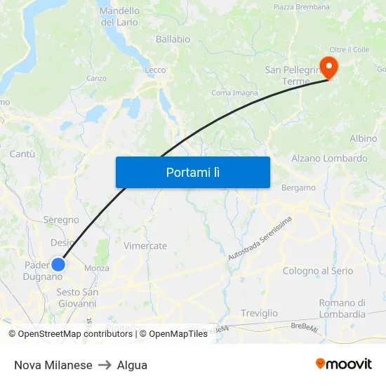 Nova Milanese to Algua map