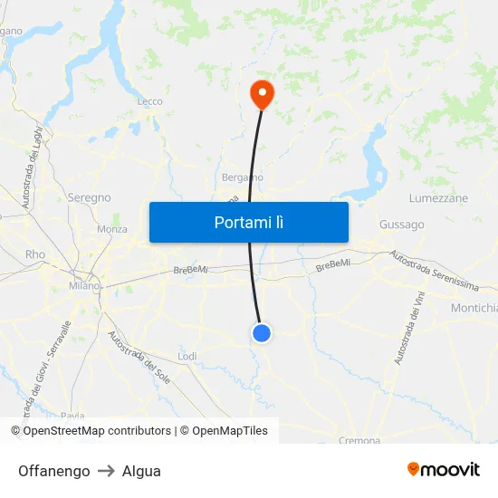 Offanengo to Algua map