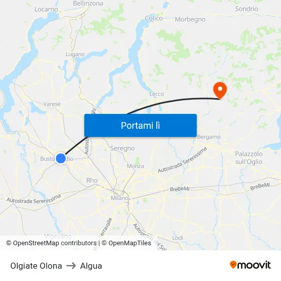 Olgiate Olona to Algua map