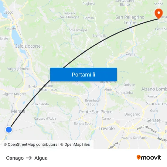 Osnago to Algua map