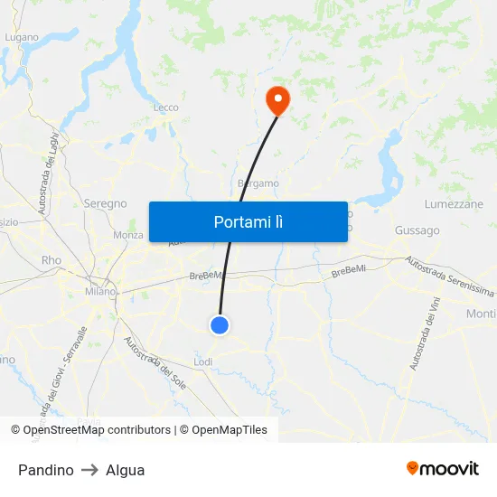 Pandino to Algua map