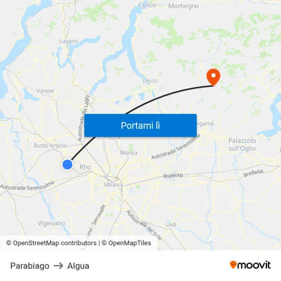 Parabiago to Algua map