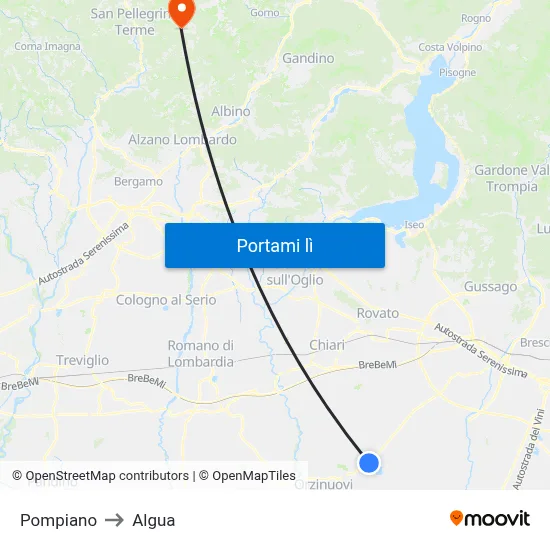 Pompiano to Algua map