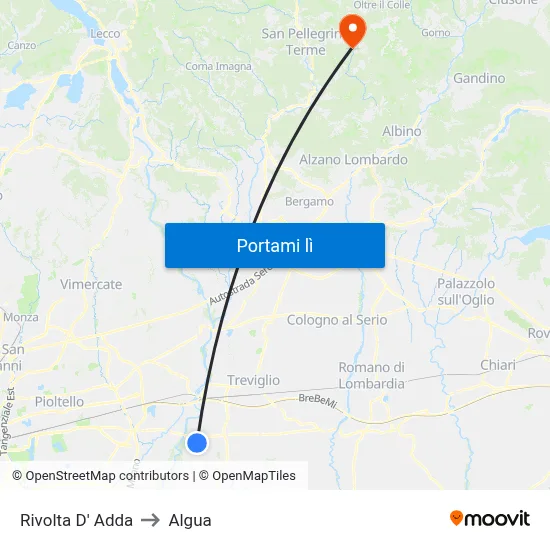 Rivolta D' Adda to Algua map