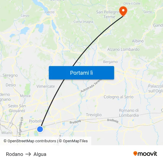 Rodano to Algua map
