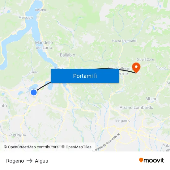 Rogeno to Algua map