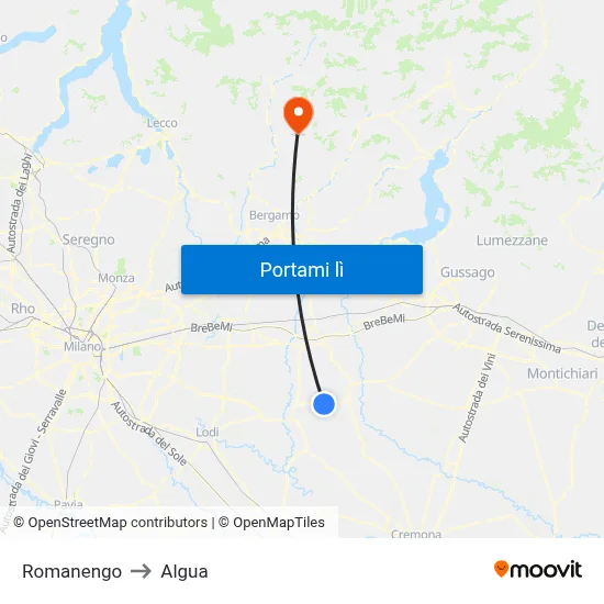 Romanengo to Algua map