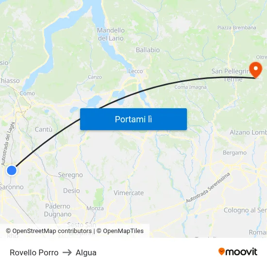 Rovello Porro to Algua map