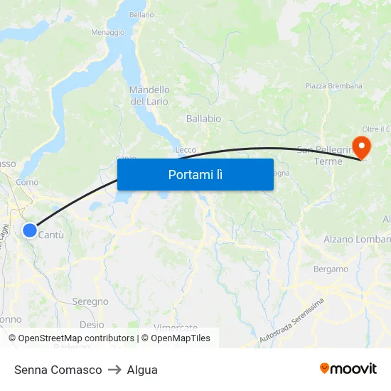 Senna Comasco to Algua map