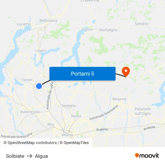 Solbiate to Algua map