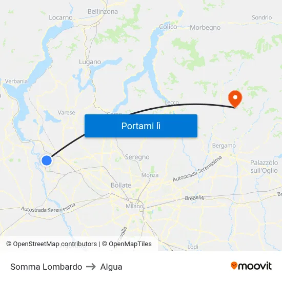 Somma Lombardo to Algua map