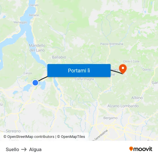 Suello to Algua map