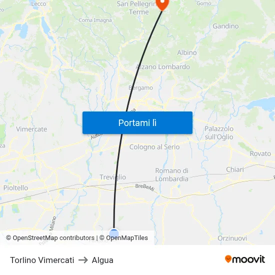 Torlino Vimercati to Algua map