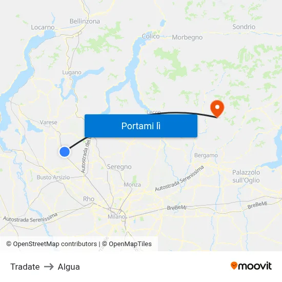 Tradate to Algua map