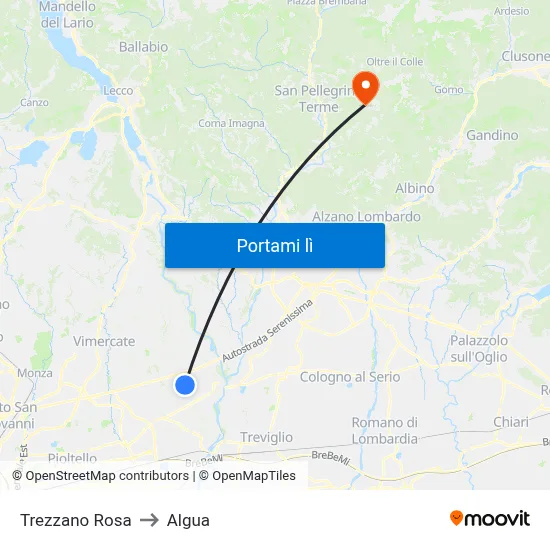 Trezzano Rosa to Algua map