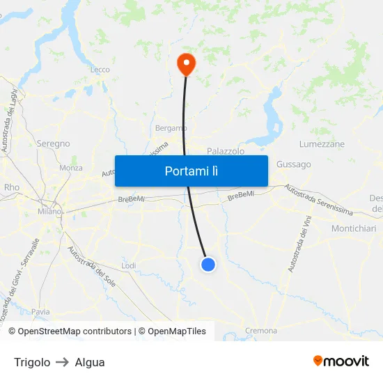 Trigolo to Algua map