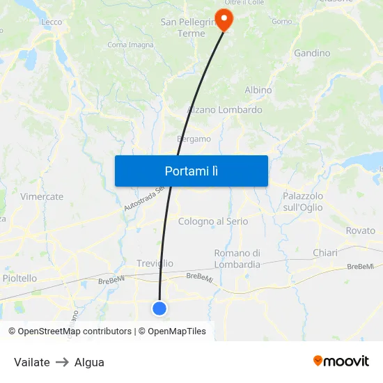 Vailate to Algua map