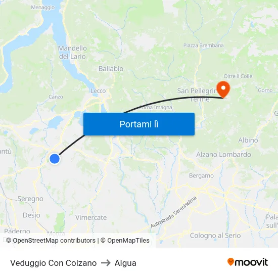 Veduggio Con Colzano to Algua map