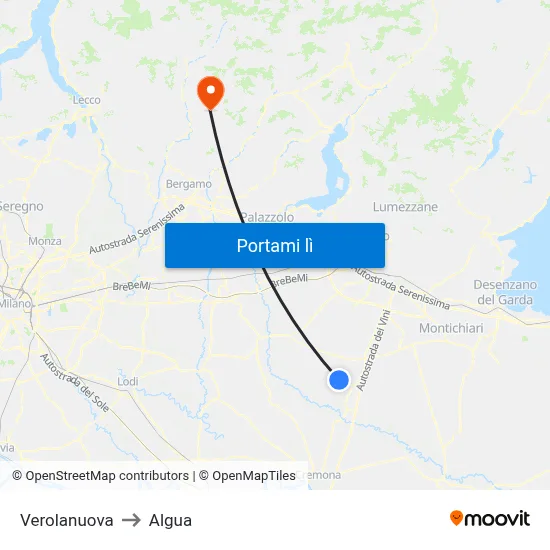 Verolanuova to Algua map
