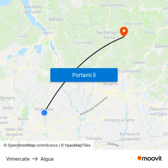Vimercate to Algua map