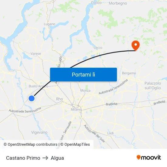 Castano Primo to Algua map